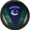 Jake Virtanen Autographed Vancouver Canucks "Jersey Stitch" Puck